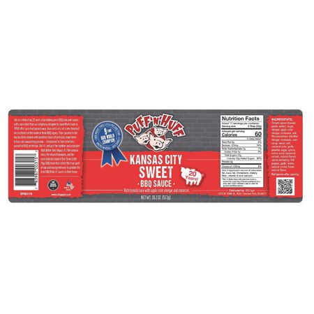 Three Little Pigs Puff N Huff KC Sweet BBQ Sauce 20.2 oz.