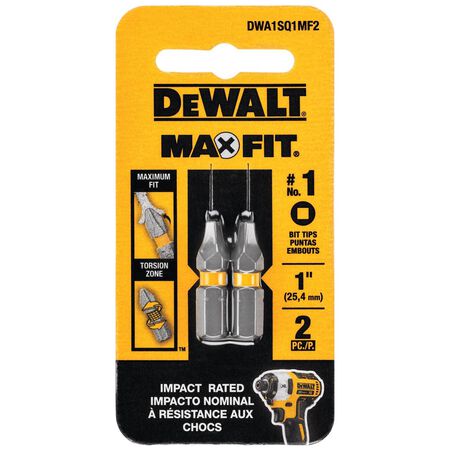 DEWALT Max Fit Square #1 X 1 in. L Screwdriver Bit Set Steel 2 pk