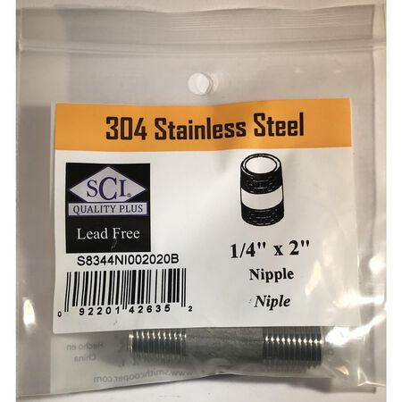 Smith-Cooper 1/4 in. MPT Stainless Steel 2 in. L Nipple