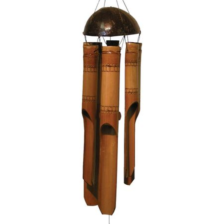 Cohasse Bamboo Wind Chime | #183 | Lace Simple Bamboo Wind Chime | Wood, Outdoor, Home Decor for Decks, Garden, Porch | Small | Hand Stained Design