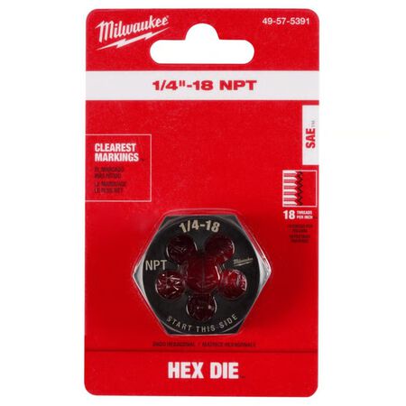 Milwaukee SAE 1/4-18 NPT 1-7/16in. Hex Threading Die