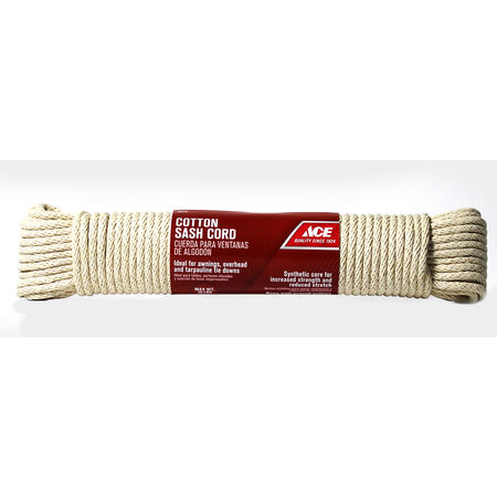 Ace 1/4 in. D X 100 ft. L White Solid Braided Cotton Cord