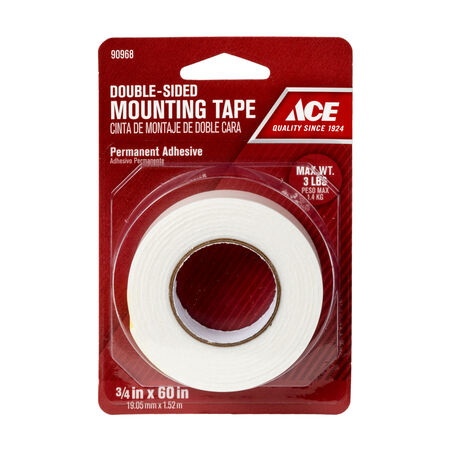 Ace Double Sided 3/4 in. W X 60 in. L Mounting Tape White