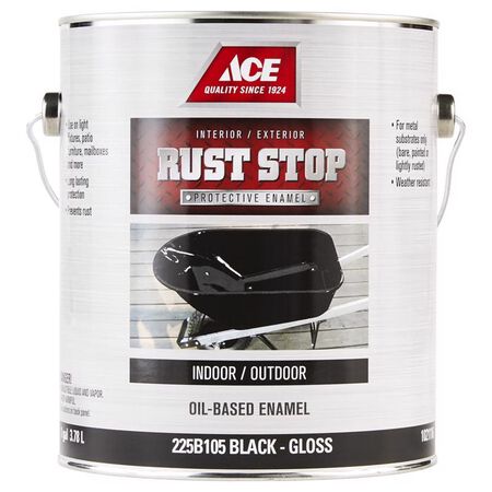 Ace Rust Stop Indoor / Outdoor Gloss Black Oil-Based Enamel Rust Preventative Paint 1 gal