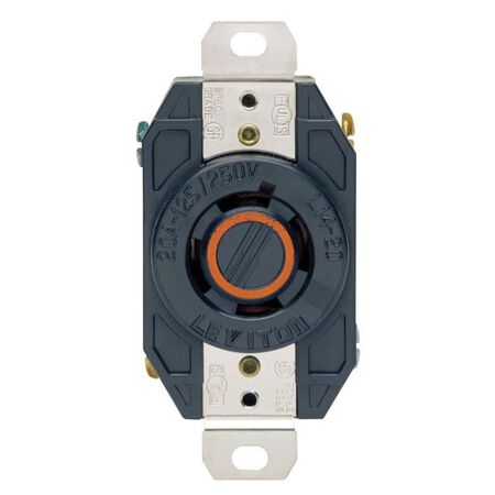 Leviton V-0-MAX 20 amps 125/250 V Single Black Locking Receptacle L14-20R 1 pk