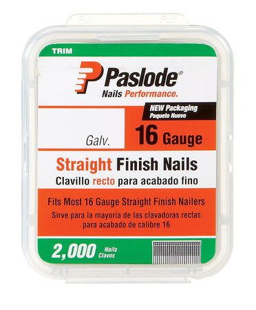 Paslode 2-1/2 in. L 16 Ga. Galvanized Straight Finish Nails 2 000 pk