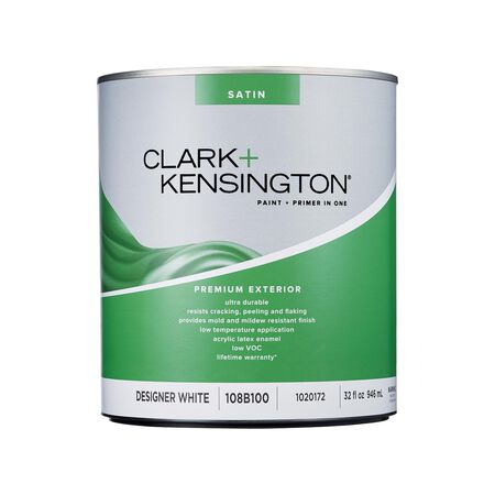 Clark+Kensington Satin Designer White House & Trim Paint & Primer Exterior 1 qt