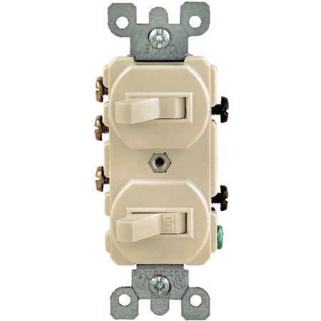 Leviton 15 amps Single Pole or 3-way Rocker Duplex Combination Switch Ivory 1 pk