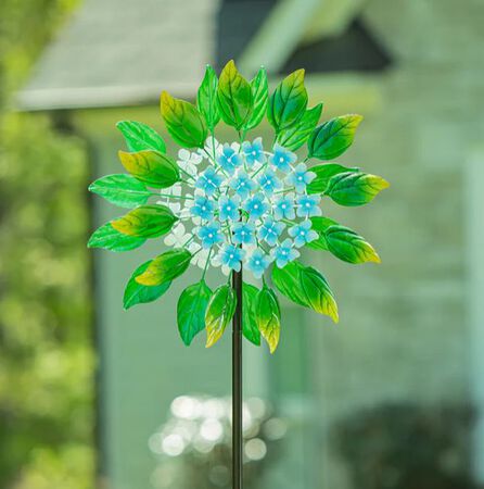 Evergreen Hydrangea Metal Spinner 74 H in.