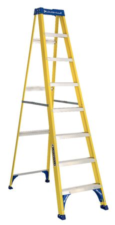 8 ft Louisville FS2008 Fiberglass Step Ladder, Type I, 250 lb Load Capacity