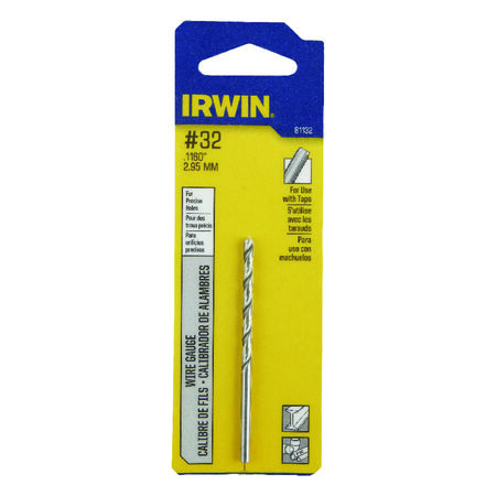 Irwin #32 X 2-3/4 in. L High Speed Steel Jobber Length Wire Gauge Bit 1 pk