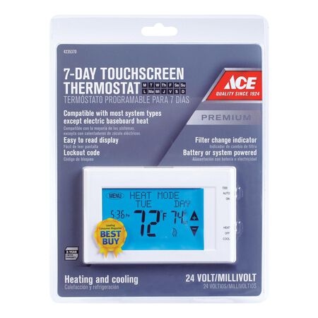 Ace Heating and Cooling Touch Screen Programmable Thermostat