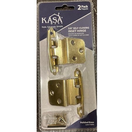 KasaWare 3/8 in. Self Closing Inset Hinge Polished Brass