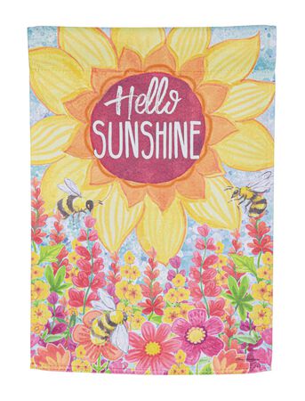 Evergreen Hello Sunshine Suede Garden Flag