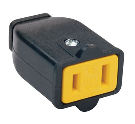 Pass & Seymour Residential Thermoplastic Polarized Connector 1-15R 16 AWG 2 Pole 2 Wire Blac