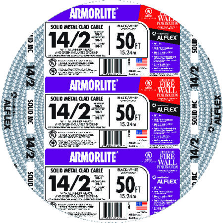 Southwire Armorlite 50 ft. 14/2 Solid Aluminum Armored MC Cable