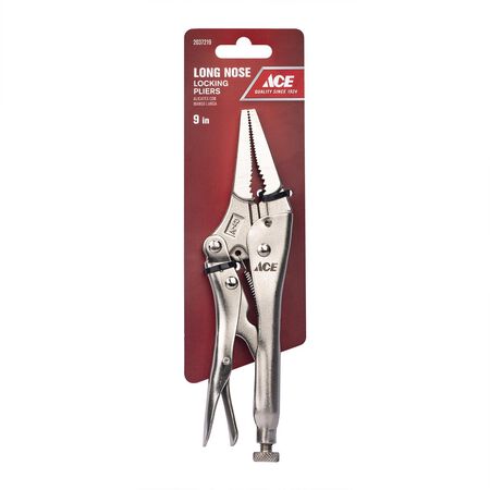 Ace 9 in. Chrome Vanadium Steel Long Nose Locking Pliers