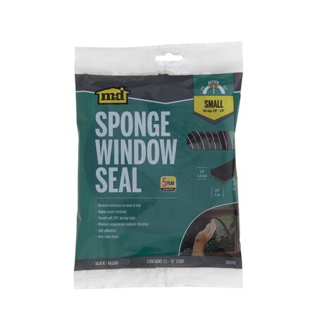 M-D Black Sponge Rubber Weather Stripping Tape For Auto and Marine 10 ft. L X 1/4 in.