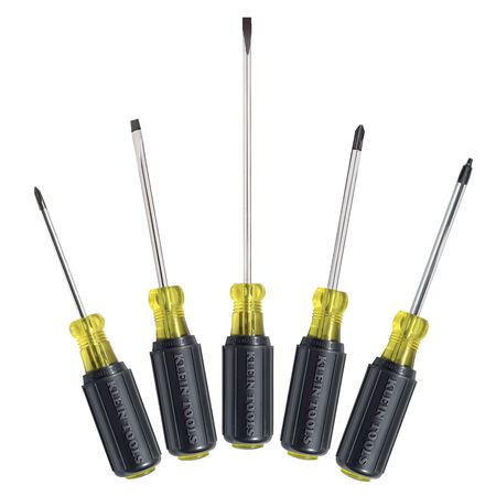 Klein Screwdriver Set, Slotted, Phillips and Square, 5-Piece
