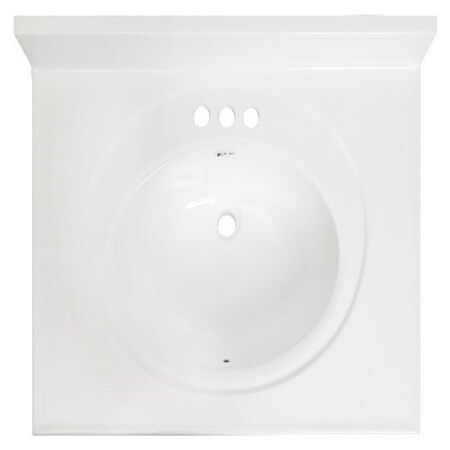 Arstar Standard Cultured Marble Bathroom Sink 31 in. W X 22 in. D White