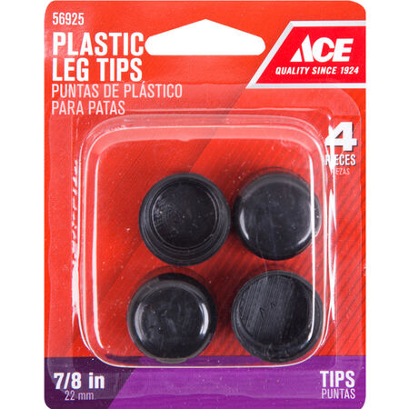 Ace Plastic Leg Tip Black Round 7/8 in. W 4 pk