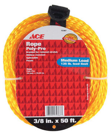 Ace 3/8 in. Dia. x 50 ft. L Braided Poly Rope Gold