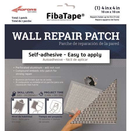 ADFORS FibaTape 4 in. L X 4 in. W Fiberglass Reinforced Aluminum White Self Adhesive Wall Repair Pat