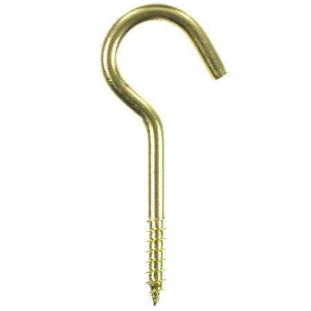 Ace Small Polished Brass Gold Brass 1.6875 in. L Ceiling Hook 15 lb 6 pk