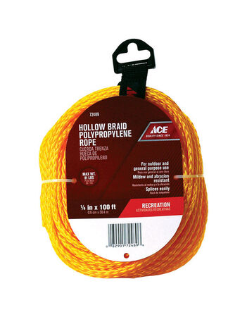 Ace 1/4 in. D X 100 ft. L Gold Braided Poly Rope