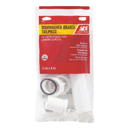 Ace 1-1/2 in. D X 8 in. L Plastic Dishwasher Branch Tailpiece