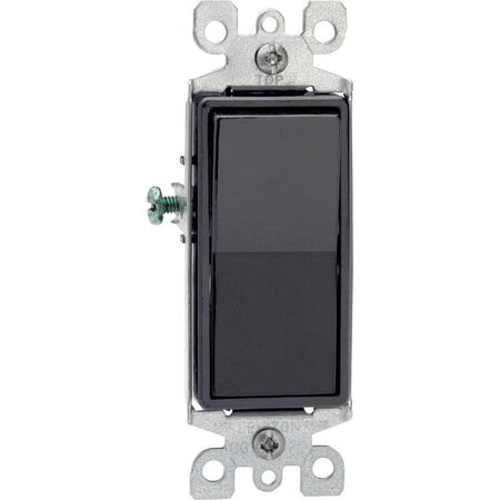 Leviton Decora 15 amps Three Pole Rocker AC Quiet Switch Black 1 pk