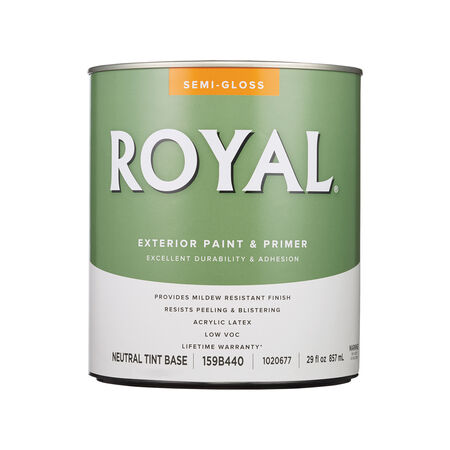 Royal Semi-Gloss Tint Base Neutral Base Paint + Primer Exterior 1 qt