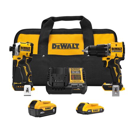 DeWalt 20V MAX Atomic Cordless Brushless 2 Tool Compact Hammer Drill and Impact Driver Kit
