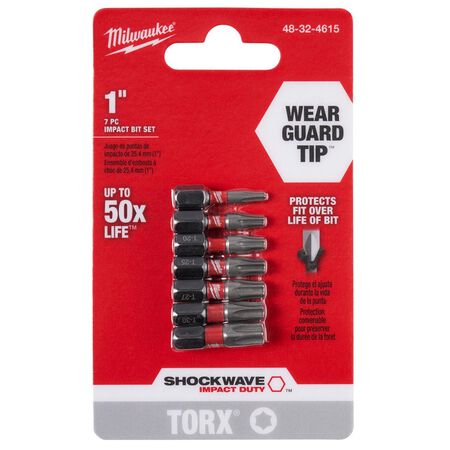 Milwaukee Shockwave Torx 1 in. L Insert Bit Set Alloy Steel 7 pc