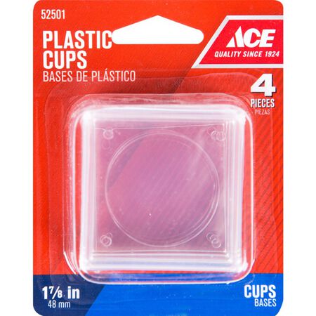 Ace Plastic Square Caster Cup Clear 1-7/8 in. W x 1-7/8 in. L 4 pk