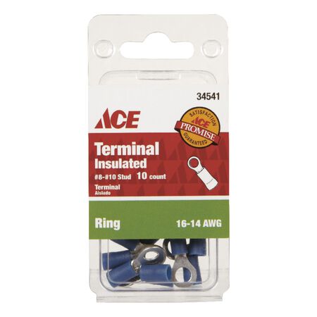 Ace Insulated Wire Ring Terminal Blue 10 pk