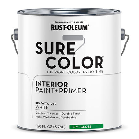 Rust-Oleum White Sure Color Interior Paint + Primer, Semi-Gloss