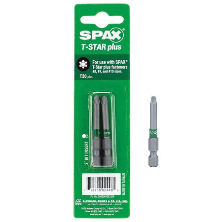 SPAX T-Star Plus T20 X 2 in. L Driver Bit Steel 2 Pack