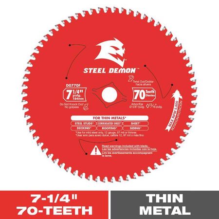 Diablo Steel Demon 7-1/4 in. D X 5/8 in. TiCo Hi-Density Carbide Ferrous Metal Saw Blade 70 teeth 1