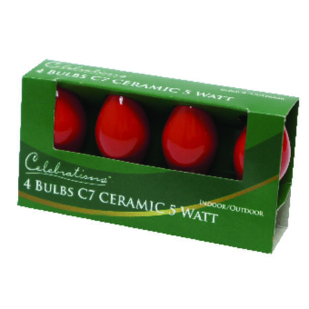 Celebrations Ceramic C7 Incandescent Replacement Bulb Red 4 lights