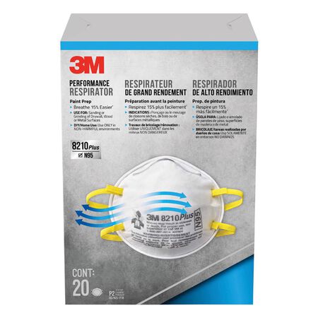 3M N95 Paint Prep Cup Disposable Respirator White One Size Fits Most 20 pk