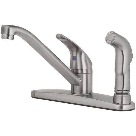 OakBrook Essentials One Handle Brushed Nickel Kitchen Faucet Side Sprayer Included
