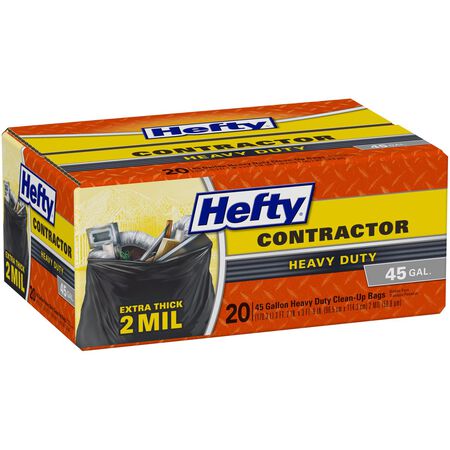Hefty 45 gal No Scent Scent Contractor Bags Twist Tie 20 pk 2 mil