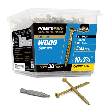 Power Pro Premium Exterior Wood Screws (#10 x 3-1/2 in.) - 280 pc