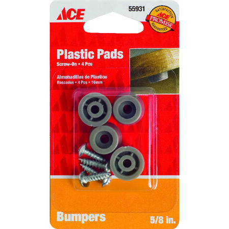 Ace Plastic Bumper Pad Gray Round 5/8 in. W 4 pk