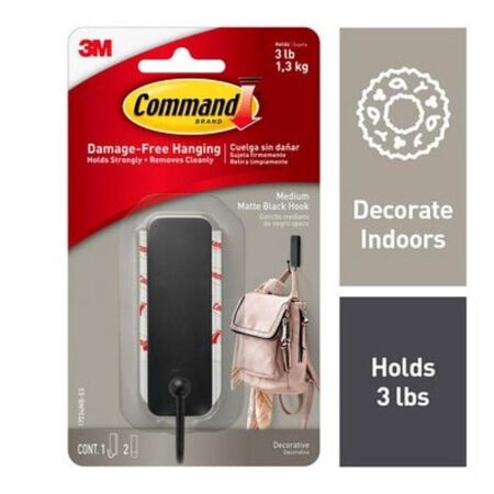 3M Command Medium Metal Hook 1.25 in. L 1 pk