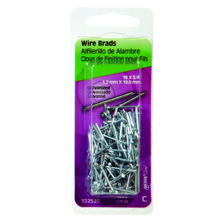 Hillman 18 Ga. X 3/4 in. L Galvanized Steel Brad Nails 1 pk 1.75 oz