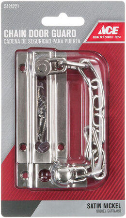 Ace 3.38 in. L Satin Nickel Steel Chain Door Guard