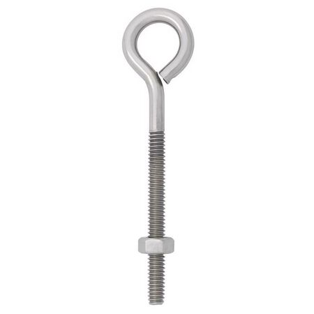 Hampton 1/4 in. X 4 in. L Stainless Stainless Steel Eyebolt Nut Included