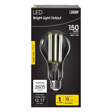 Feit A21 E26 (Medium) Filament LED Bulb Bright White 150 Watt Equivalence 1 Pack